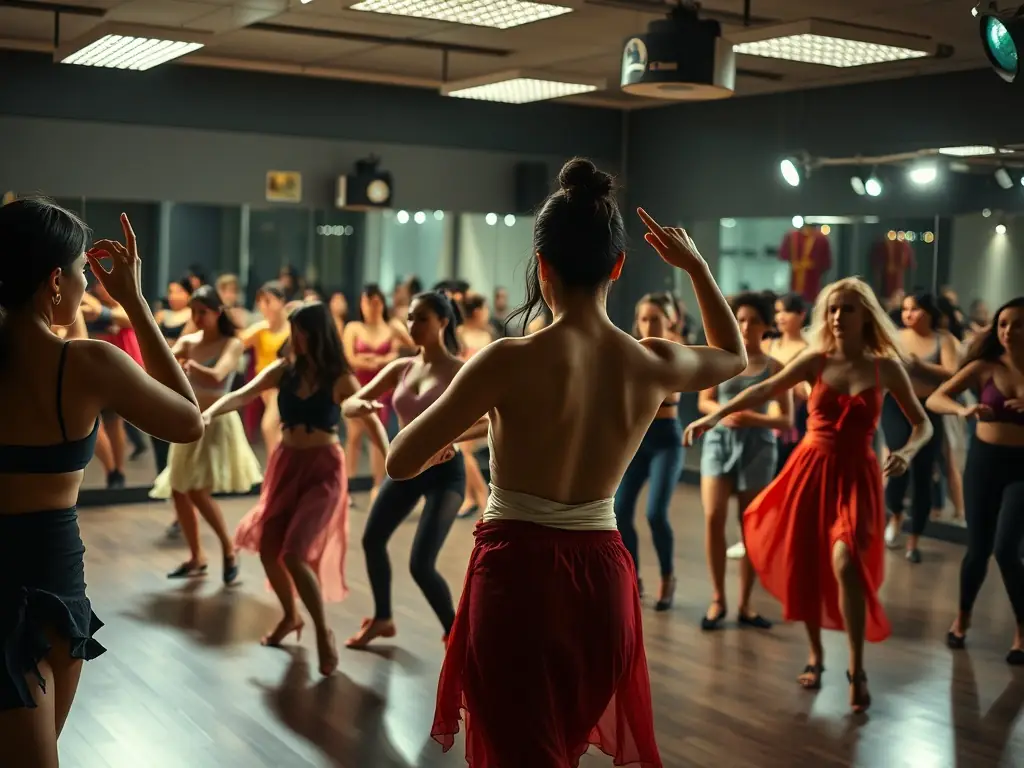 A dynamic image of a dance class in session at the Centre d’Animation Municipal, featuring participants of all ages moving to the rhythm of the music.